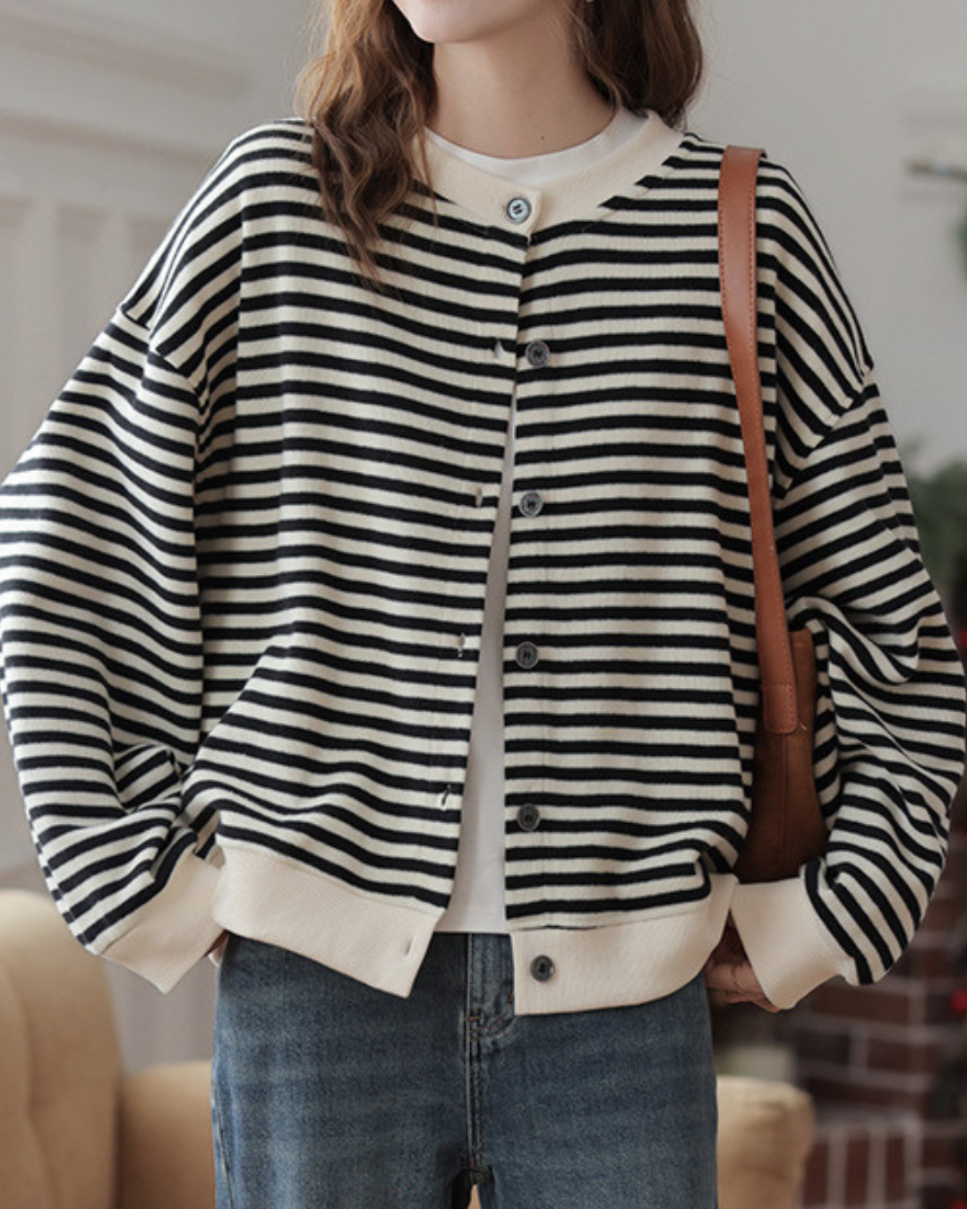 Marine Stripe Cozy Knit Cardigan