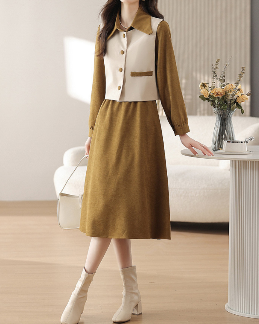 Ivette Layered Collar Set Dress