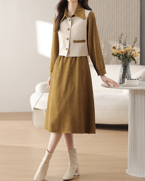 Ivette Layered Collar Set Dress