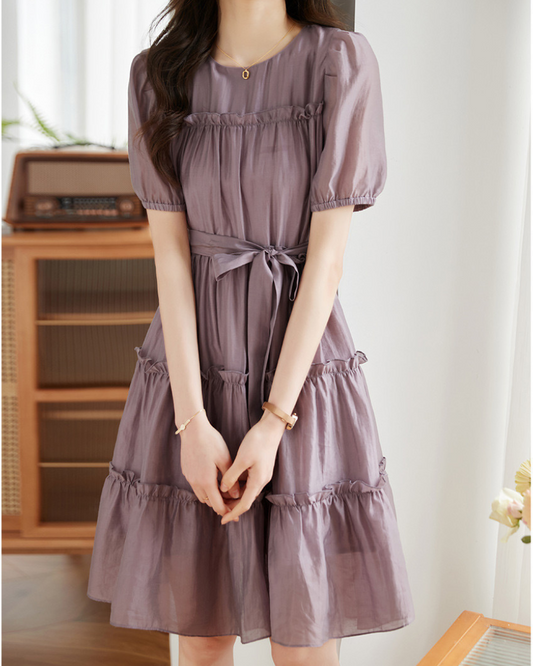 Lilac Tiers Calm Cotton Dress