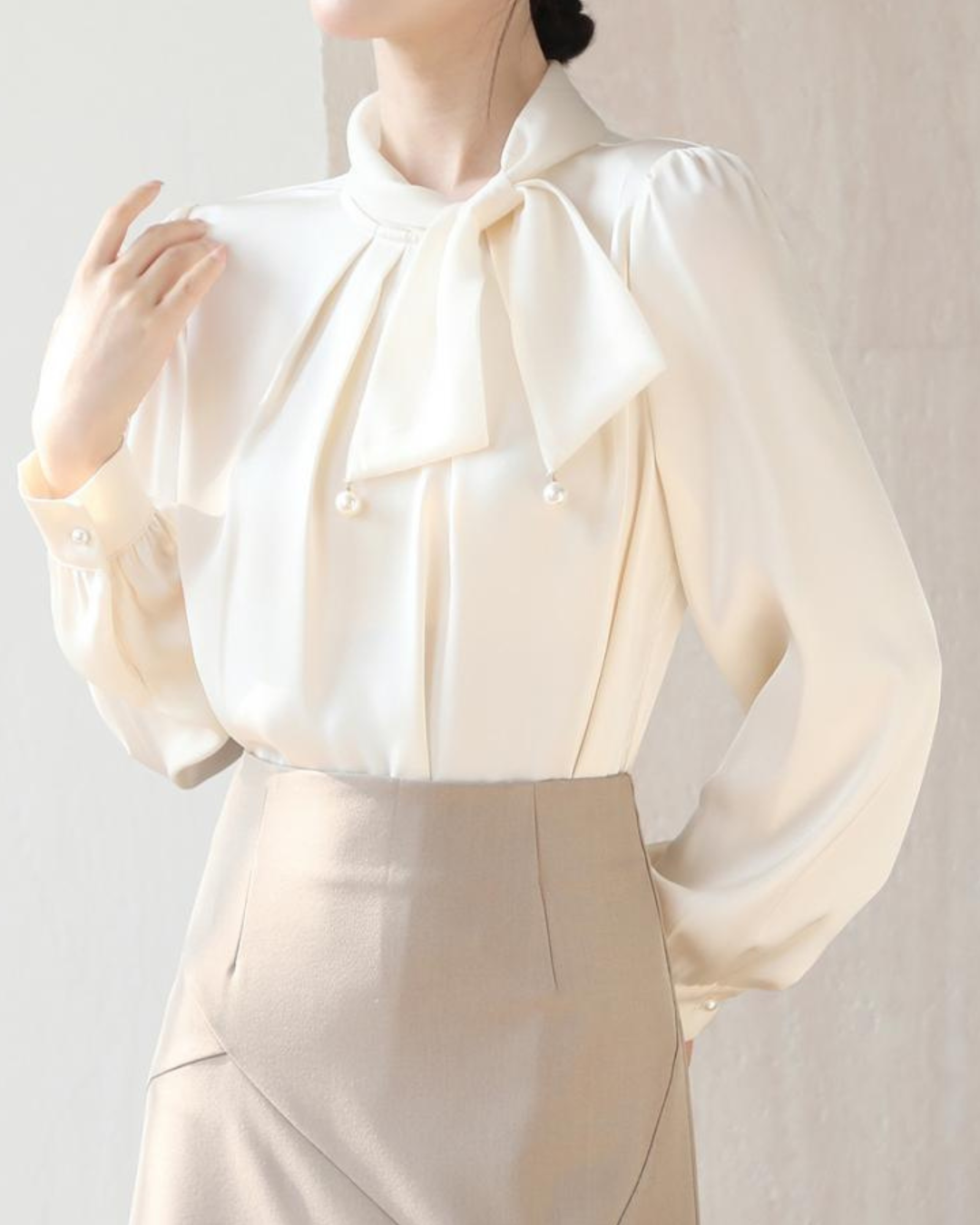 Blush Tie Pearl Blouse