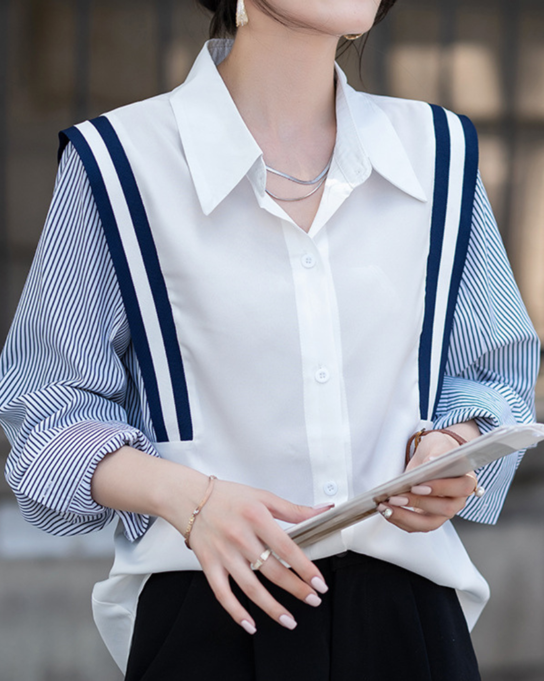 Auden Crisp Stripe Panel Shirt