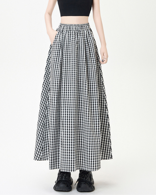 Mira Gingham Ease Maxi Skirt
