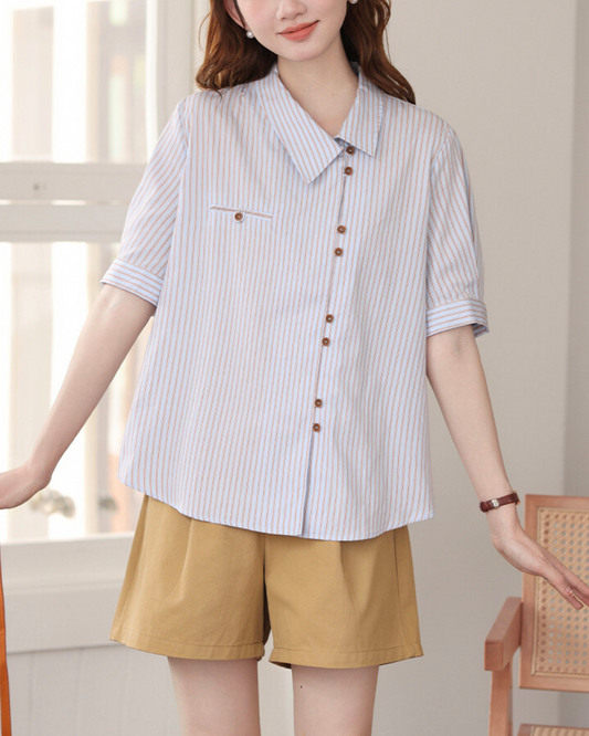 Mira Stripe Pocket Cotton Shirt