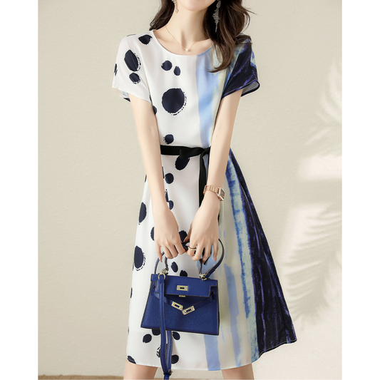 Azure Flow Ink Dot Dress