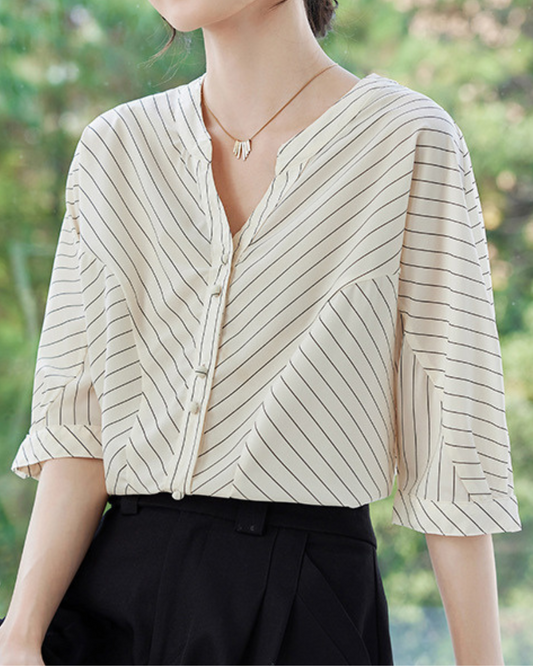 Elowen Stripe Soft Draped Blouse