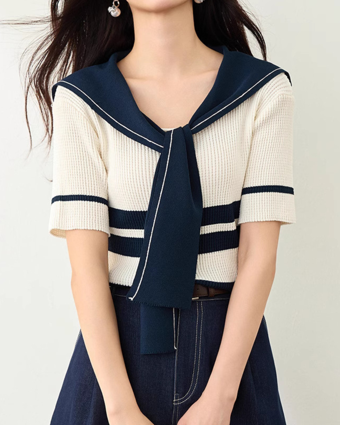 Marin Stripe Collar Knit T-Shirt