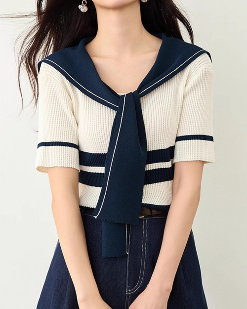 Marin Stripe Collar Knit T-Shirt