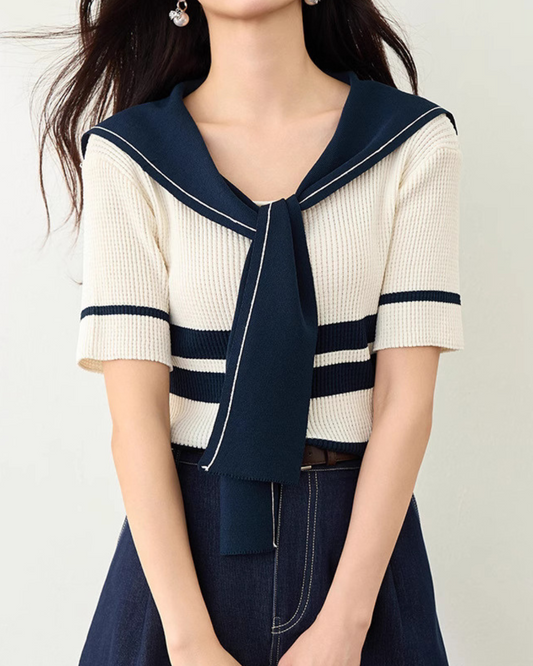 Marin Stripe Collar Knit T-Shirt