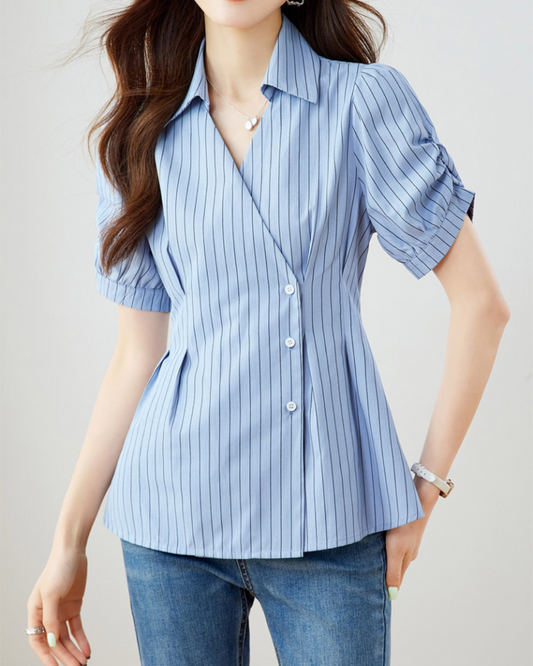 Sylvie Soft Pinstripe Wrap Shirt