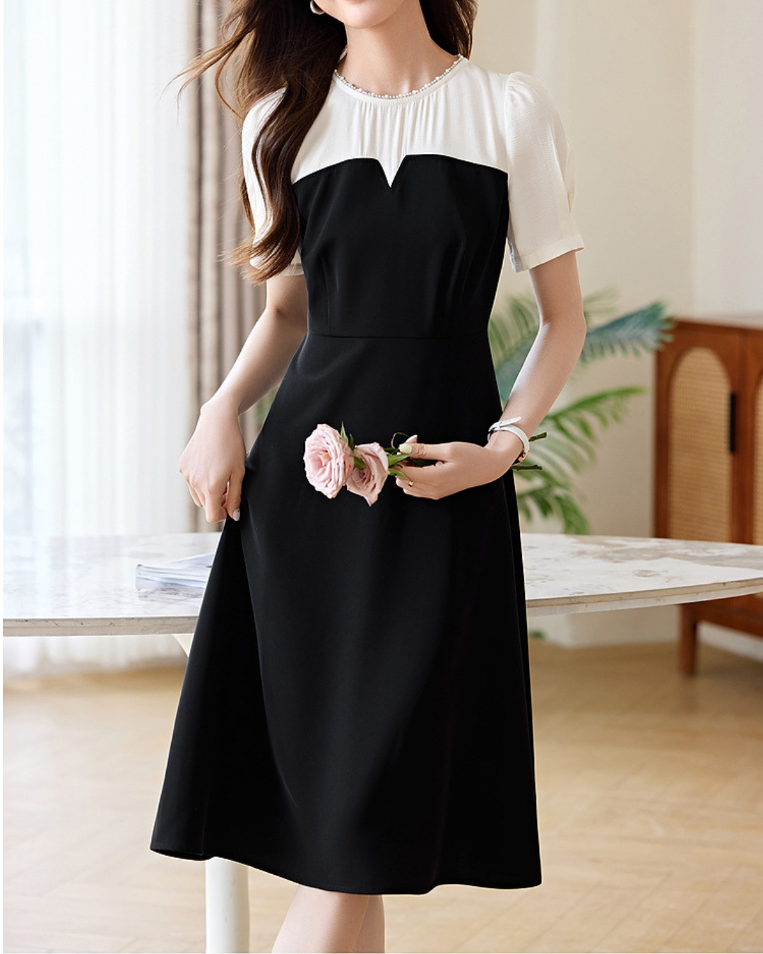 Elise Soft Contrast Day Dress
