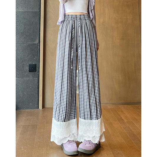 Tilda Gingham Lace Trim Pants