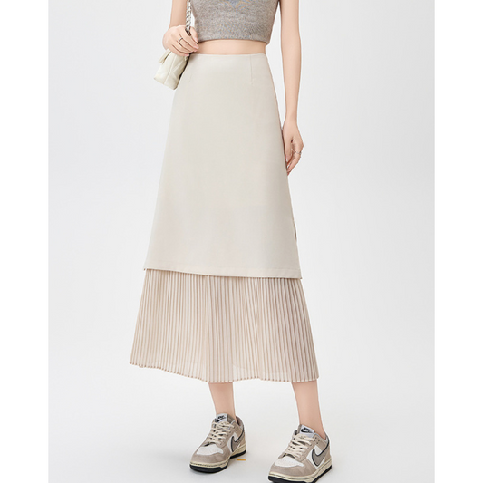 Mina Pleat Layer Midi Skirt