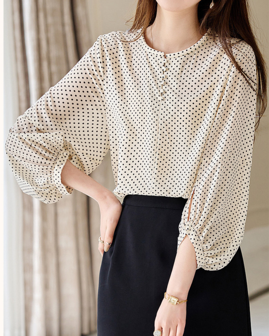 Elodie Light Dot Gather Blouse