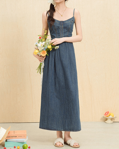 Liora Soft Denim Maxi Dress
