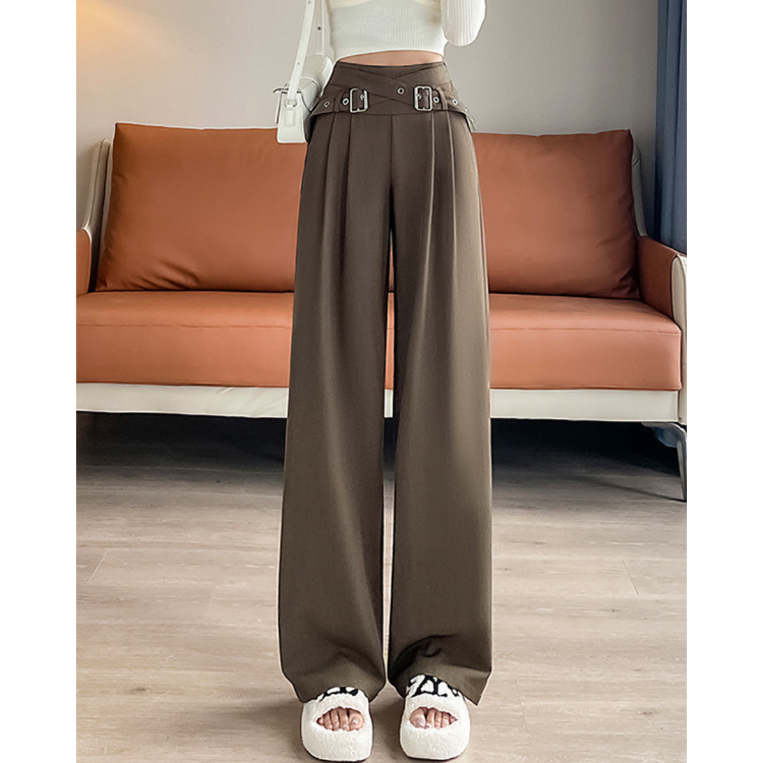 Arden Buckle Waist Wide Trousers