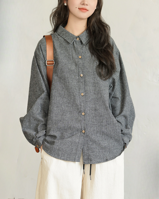 Nara Soft Stripe Button Shirt