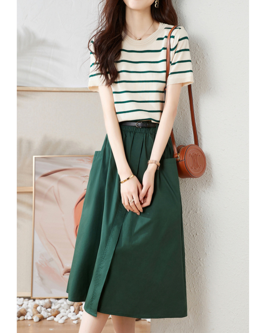 Eloise Stripe Gathered Skirt Set