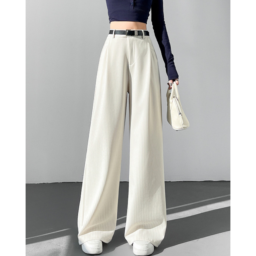 Amira Pinstripe Belted Trousers