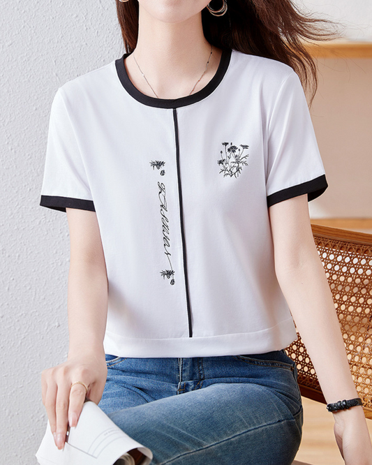Elora Bloom Line Cotton T-Shirt