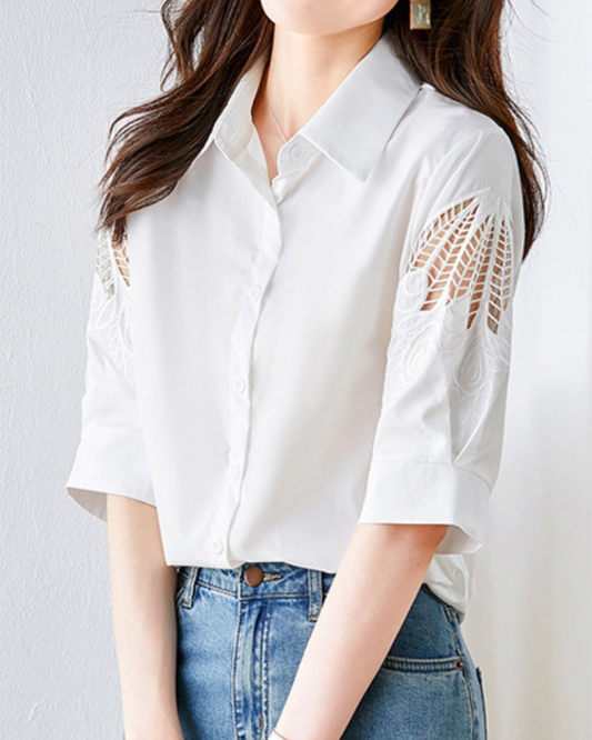 Isla Breeze Embroidered Sleeve Shirt
