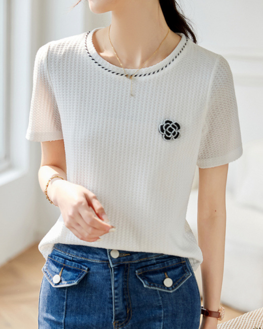 Clara Waffle Flower Knit T-Shirt