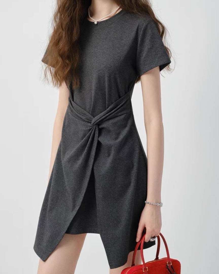 Clea Twist Front Cotton Dress