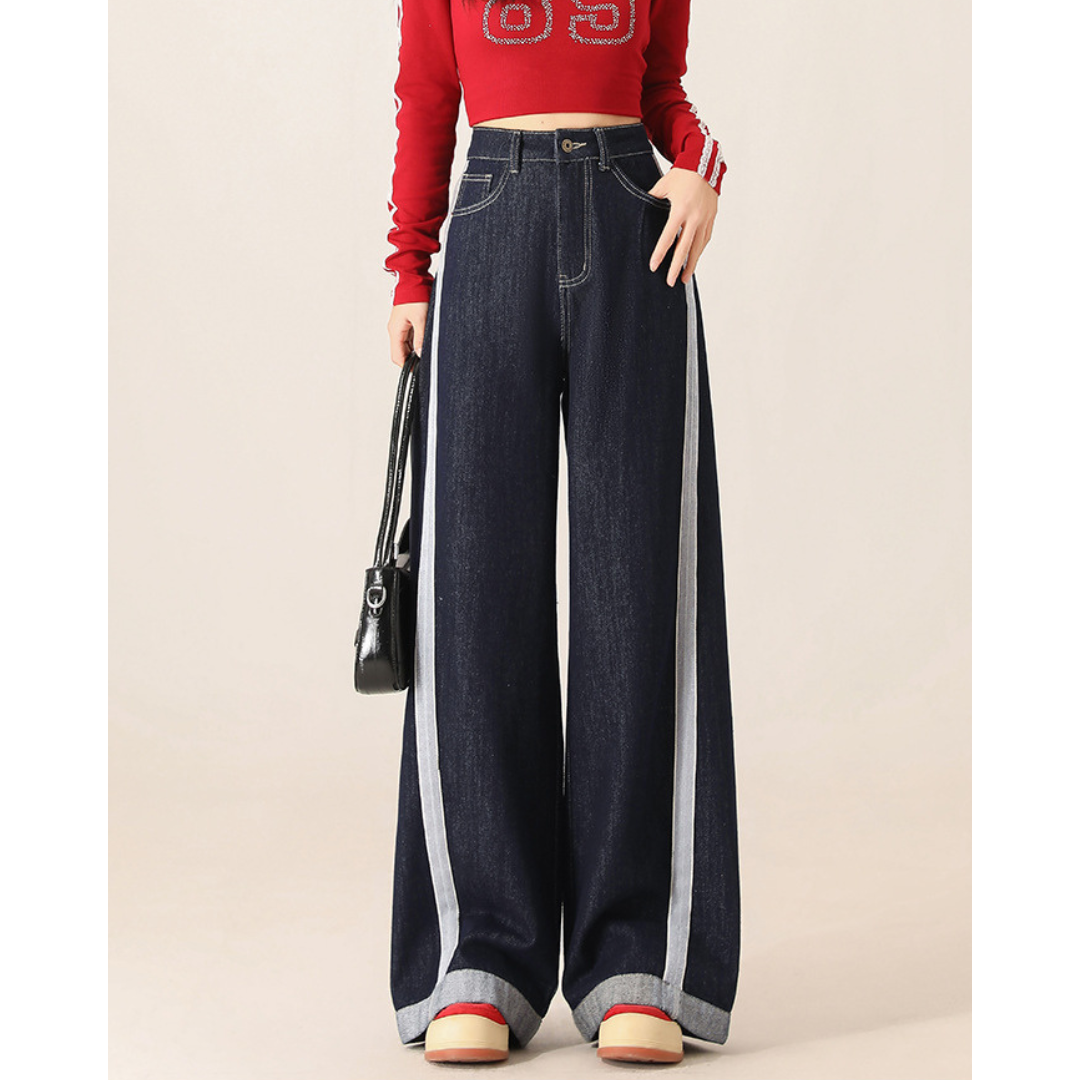 Freya Contrast Line Denim Trousers