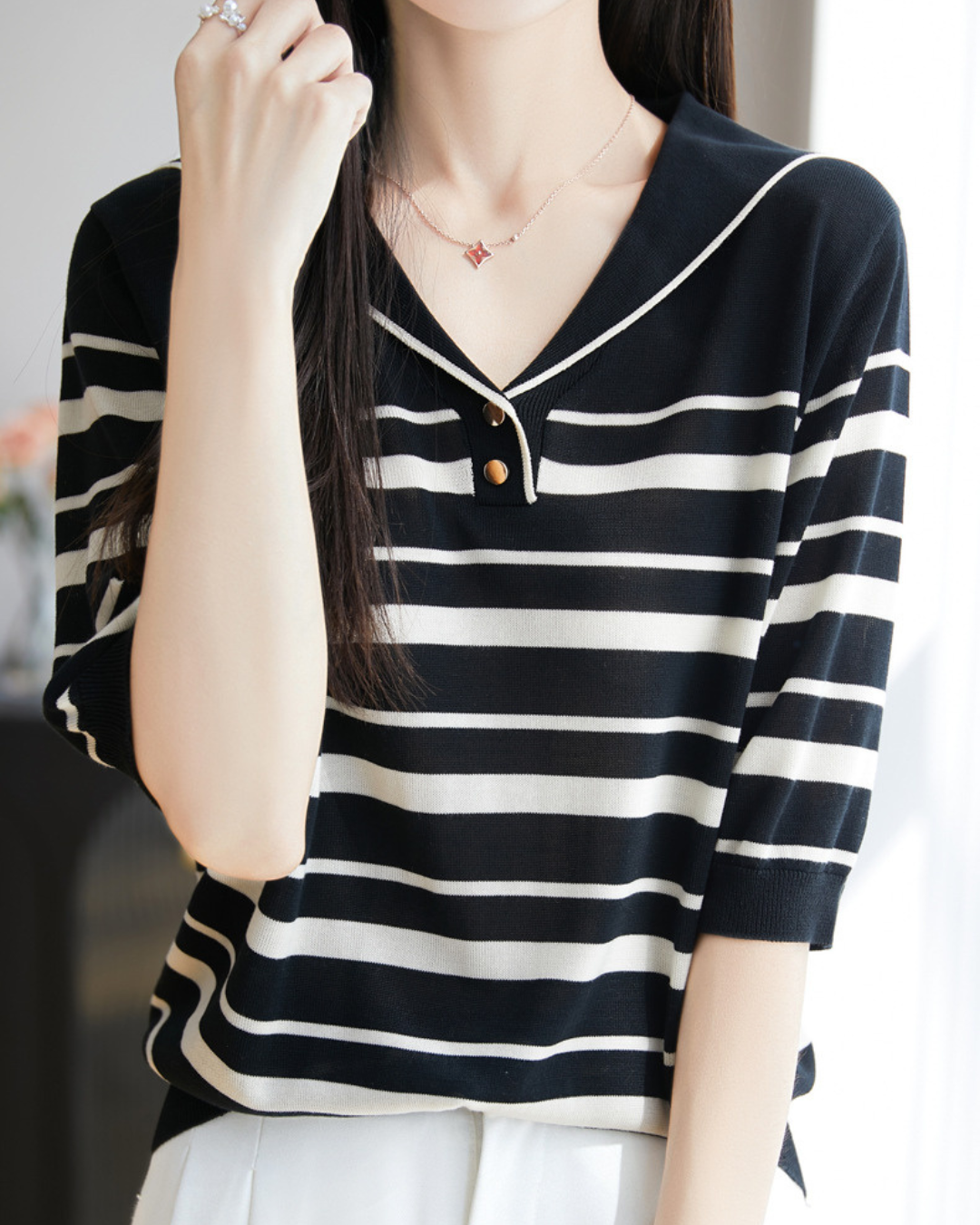 Lina Soft Stripe Knit Top