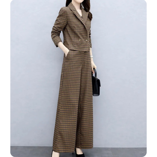 Ivy Check Cropped Suit Set