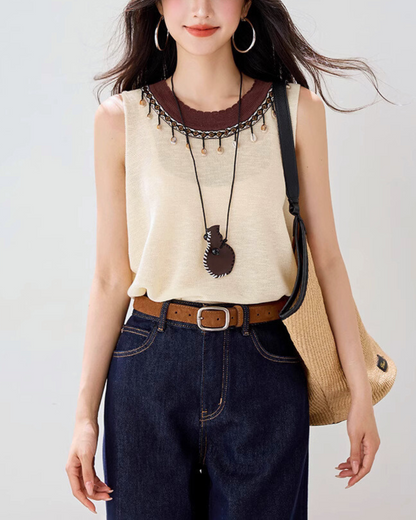 Mielle Bead Trim Knit Tank