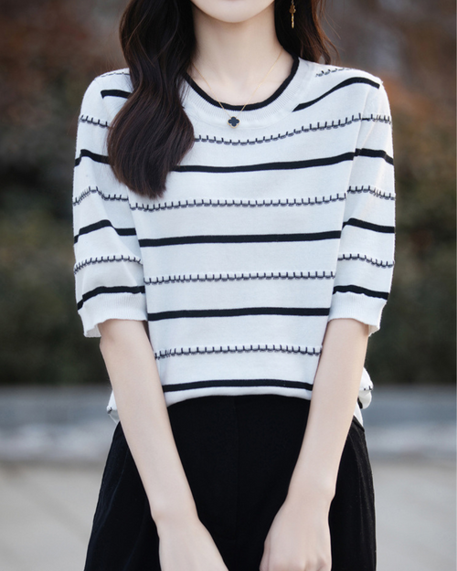 Celine Stitch Stripe Knit Top