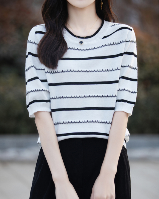 Celine Stitch Stripe Knit Top