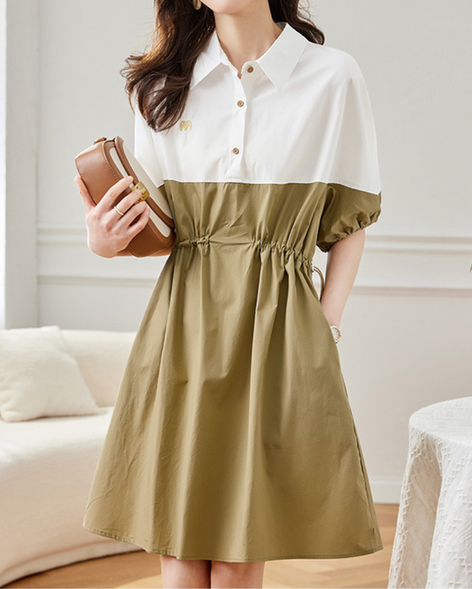 Olive Panel Soft Cinch Dress