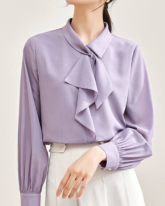 Lilac Bow Soft Blouse