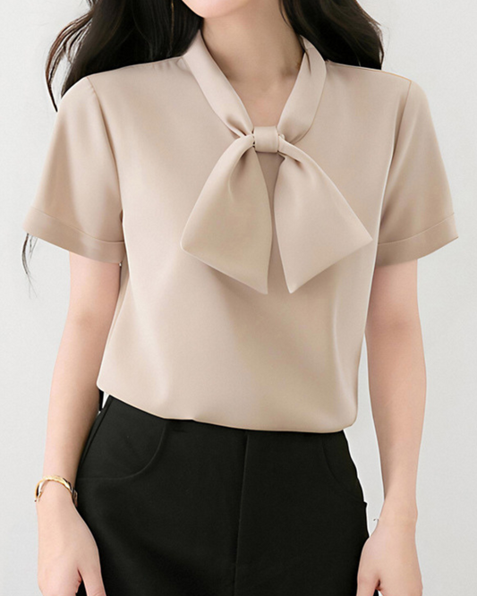 Alba Soft Bow Collar Blouse