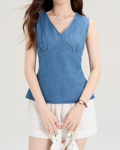 Emery Wrap Back Denim Vest