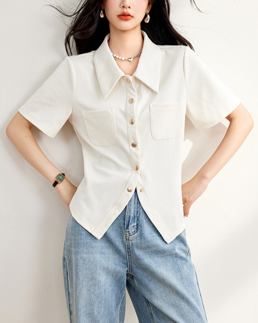 Meryl Stitch Collar Button Shirt