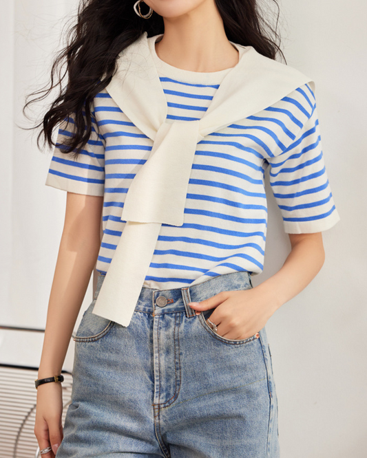 Ava Stripe Soft Drape T-Shirt