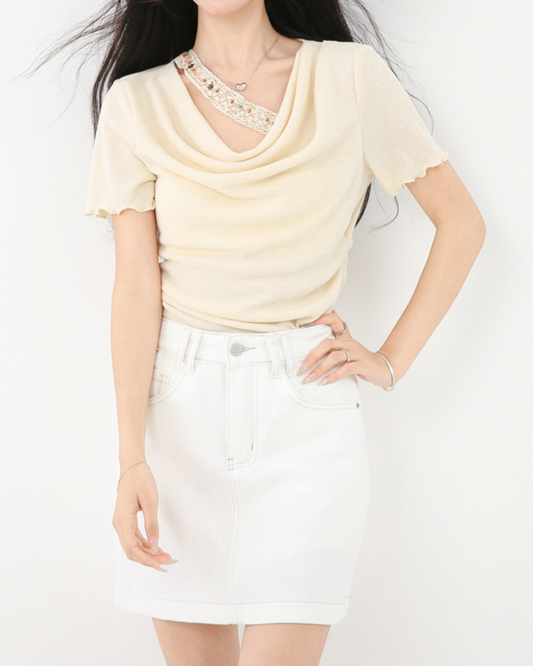 Cleo Drape Trim Layered T-Shirt