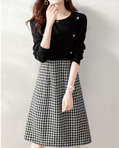 Noir Ease Check Knit Dress
