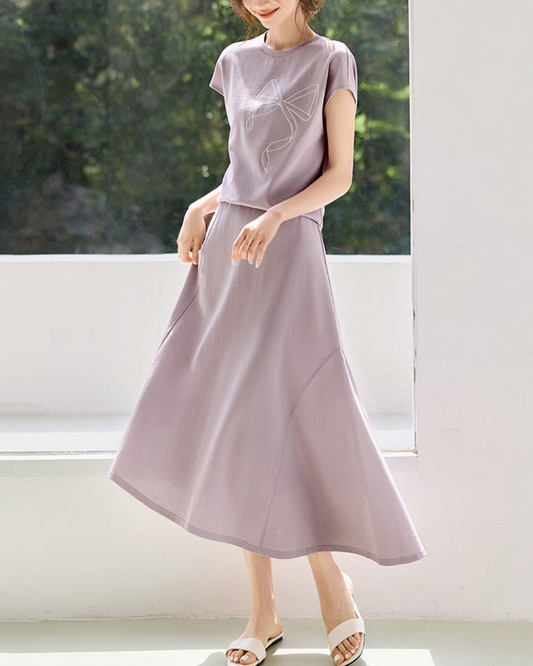 Lila Calm Ribbon Skirt Set
