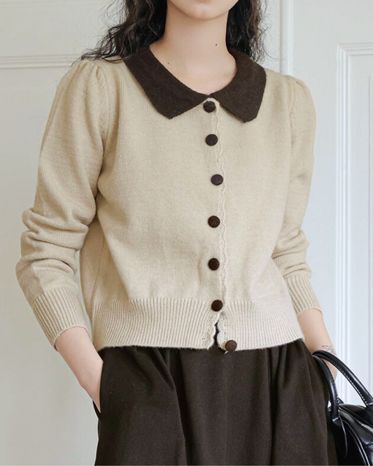 Elodie Soft Collar Knit Cardigan