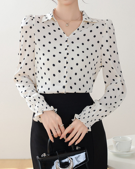 Mira Dot Soft Cuff Blouse