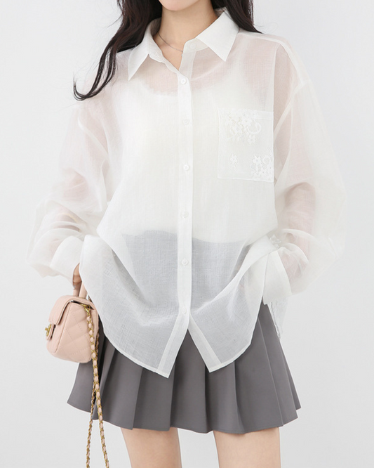 Lisse Sheer Bow Panel Shirt
