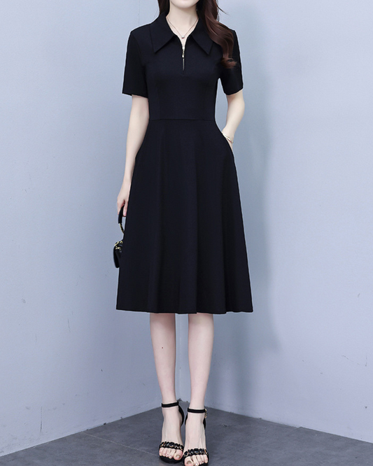 Lyna Sharp Collar Flare Dress