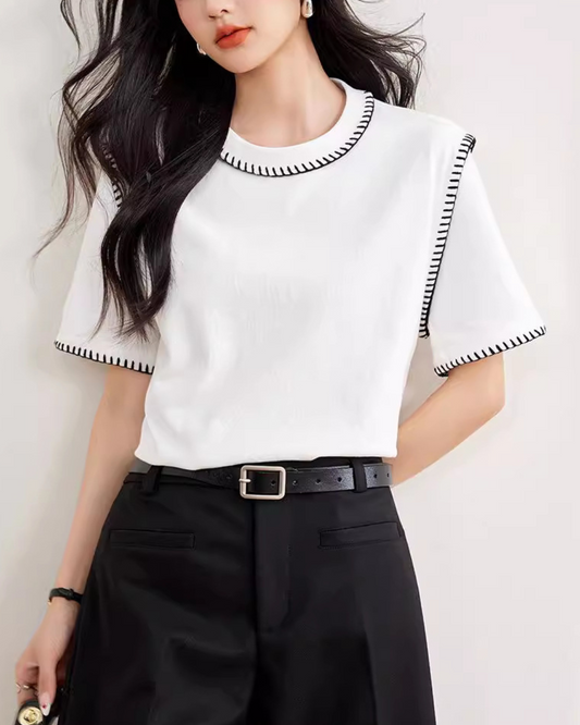 Livia Edge Stitch Cotton T-Shirt