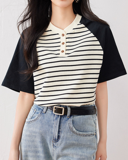 Nola Calm Stripe Contrast T-Shirt