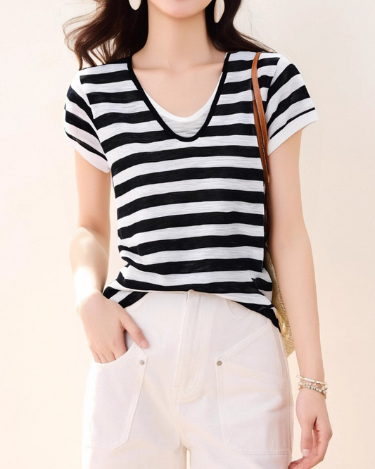Lyna Stripe Layer Knit T-Shirt
