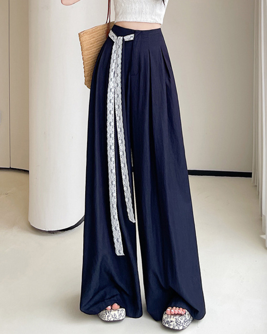 Mira Lace Tie Wide Trousers
